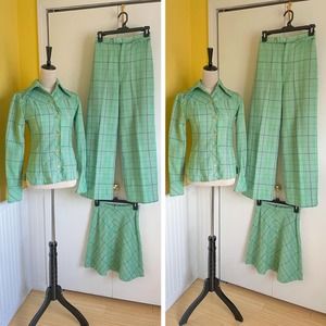 Vtg Four Corners 70s Polyester Leisure Suit 3 Piece Set